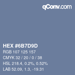 Color code: HEX #6B7D9D | qconv.com