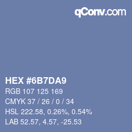 Color code: HEX #6B7DA9 | qconv.com
