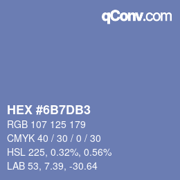颜色代码: HEX #6B7DB3 | qconv.com