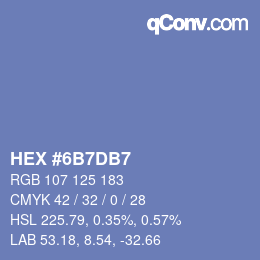 颜色代码: HEX #6B7DB7 | qconv.com