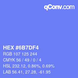 Color code: HEX #6B7DF4 | qconv.com