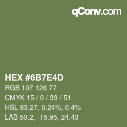 Color code: HEX #6B7E4D | qconv.com