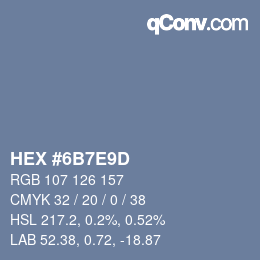 Color code: HEX #6B7E9D | qconv.com