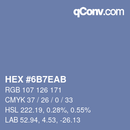 Color code: HEX #6B7EAB | qconv.com