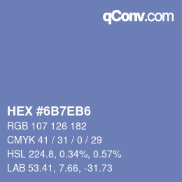Color code: HEX #6B7EB6 | qconv.com