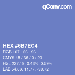 カラーコード: HEX #6B7EC4 | qconv.com