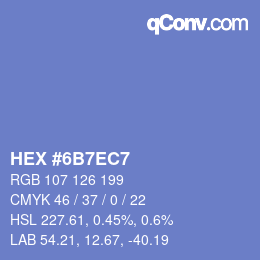 Color code: HEX #6B7EC7 | qconv.com