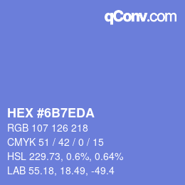 カラーコード: HEX #6B7EDA | qconv.com