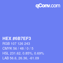カラーコード: HEX #6B7EF3 | qconv.com