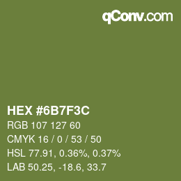 Color code: HEX #6B7F3C | qconv.com
