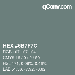 Color code: HEX #6B7F7C | qconv.com