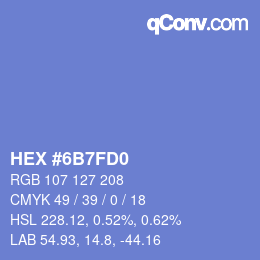 カラーコード: HEX #6B7FD0 | qconv.com
