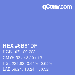 Color code: HEX #6B81DF | qconv.com