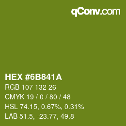Color code: HEX #6B841A | qconv.com