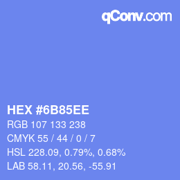 Color code: HEX #6B85EE | qconv.com