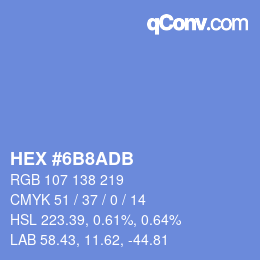 Color code: HEX #6B8ADB | qconv.com