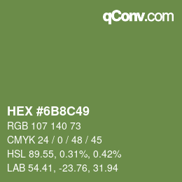 Color code: HEX #6B8C49 | qconv.com