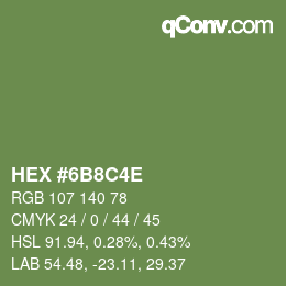 Color code: HEX #6B8C4E | qconv.com