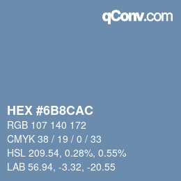 Color code: HEX #6B8CAC | qconv.com