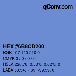 Farbcode: HEX #6B8CD200 | qconv.com