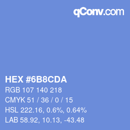 Color code: HEX #6B8CDA | qconv.com