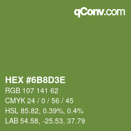 Color code: HEX #6B8D3E | qconv.com