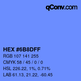Color code: HEX #6B8DFF | qconv.com