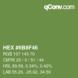 Color code: HEX #6B8F46 | qconv.com