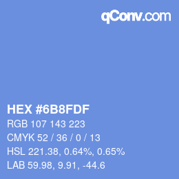 カラーコード: HEX #6B8FDF | qconv.com