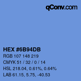 カラーコード: HEX #6B94DB | qconv.com