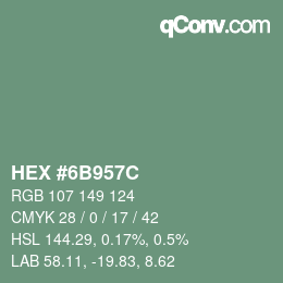 Color code: HEX #6B957C | qconv.com