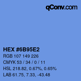 Farbcode: HEX #6B95E2 | qconv.com