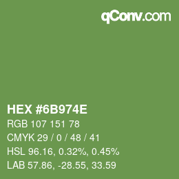 Color code: HEX #6B974E | qconv.com