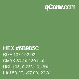 Color code: HEX #6B985C | qconv.com
