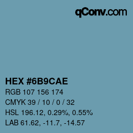 Color code: HEX #6B9CAE | qconv.com