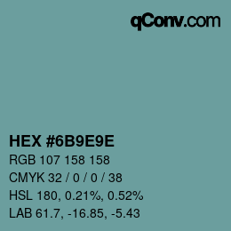 Color code: HEX #6B9E9E | qconv.com
