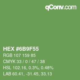 Color code: HEX #6B9F55 | qconv.com