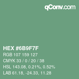 Color code: HEX #6B9F7F | qconv.com