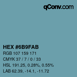 Color code: HEX #6B9FAB | qconv.com