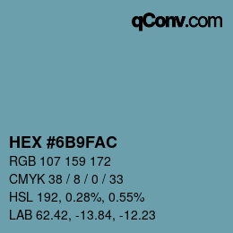 Color code: HEX #6B9FAC | qconv.com
