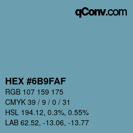 Color code: HEX #6B9FAF | qconv.com