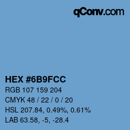 颜色代码: HEX #6B9FCC | qconv.com