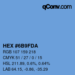 カラーコード: HEX #6B9FDA | qconv.com