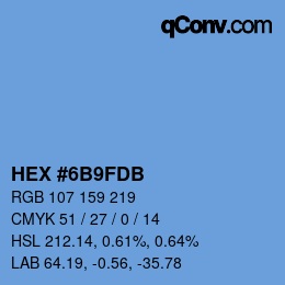 Farbcode: HEX #6B9FDB | qconv.com