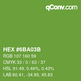 Color code: HEX #6BA03B | qconv.com