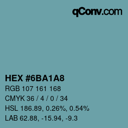 Color code: HEX #6BA1A8 | qconv.com