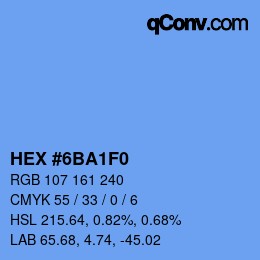 Color code: HEX #6BA1F0 | qconv.com