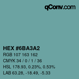 Color code: HEX #6BA3A2 | qconv.com