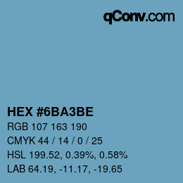 颜色代码: HEX #6BA3BE | qconv.com