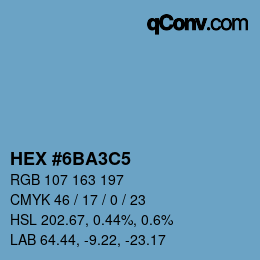 カラーコード: HEX #6BA3C5 | qconv.com